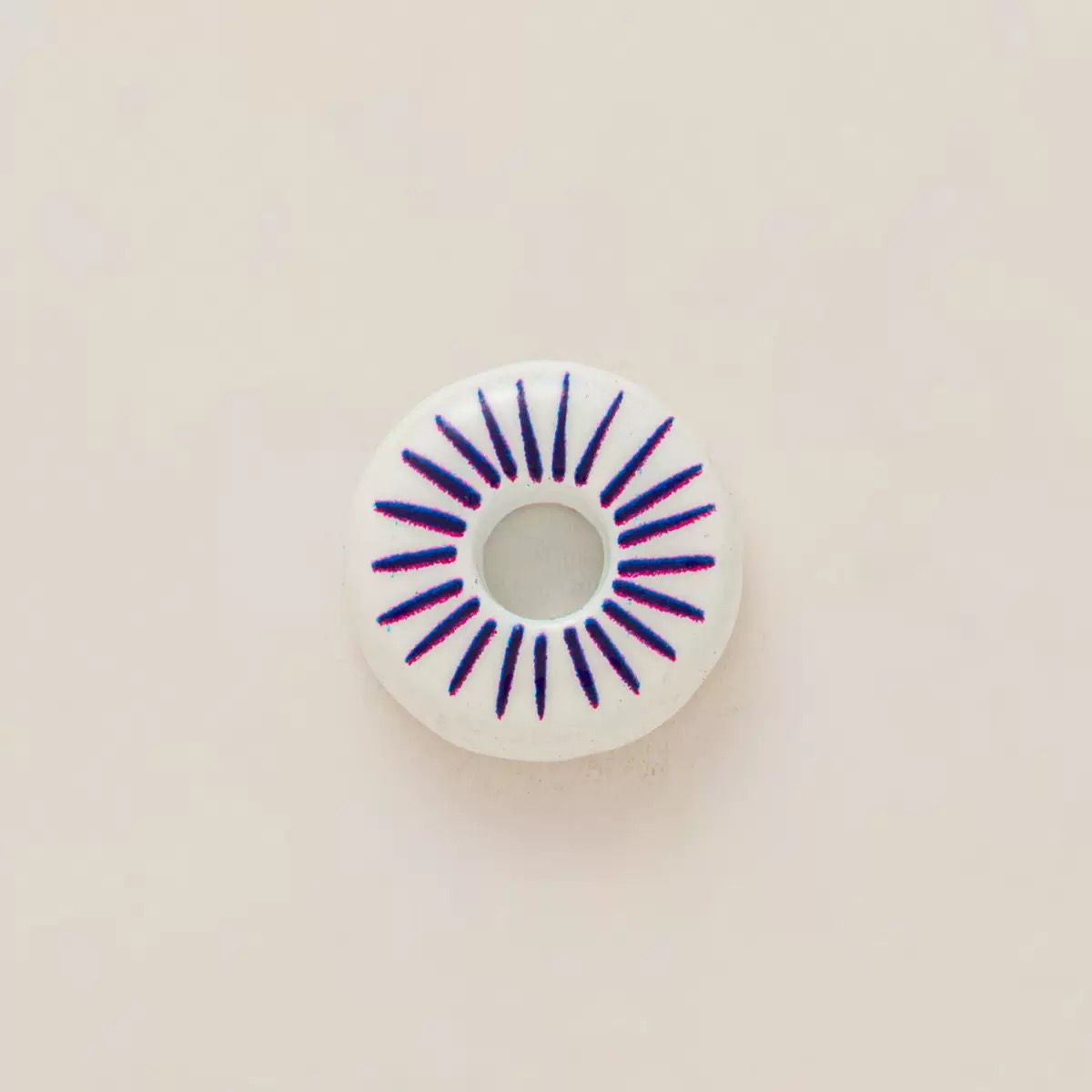 Sunburst Ceramic Bead | DIY Jewelry Making Supply | Blue Purple Radiating Pattern Original Design