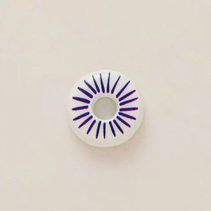 Sunburst Ceramic Bead | DIY Jewelry Making Supply | Blue Purple Radiating Pattern Original Design
