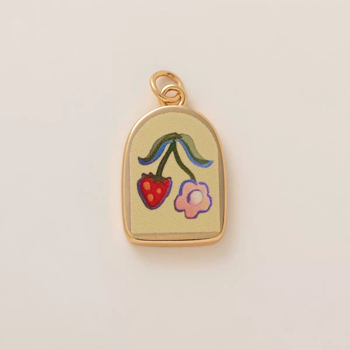 Petal & Paint | Strawberry & Daisy Enamel Charm — DIY Jewelry Making Supply
