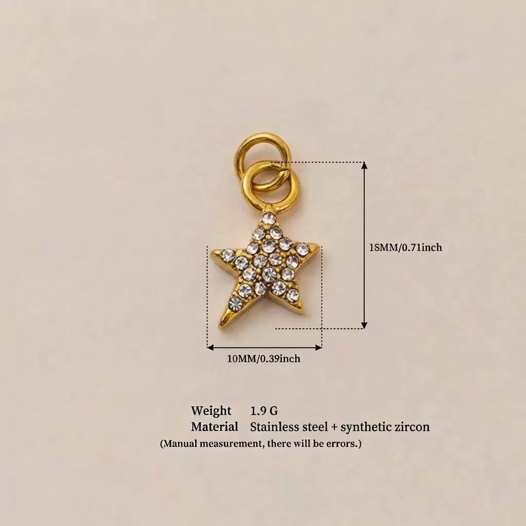 Pave Crystal Star Charm Pendant | DIY Necklace Bracelet | Zirconia Star Jewelry Charm