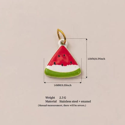 Watermelon Slice Enamel Charm Pendant | DIY Necklace Bracelet | Summer Fruit Jewelry Charm