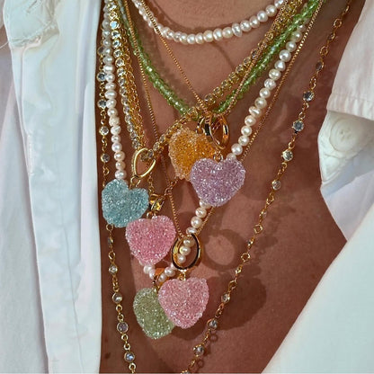 Candy Heart Natural Stone Pendant Necklace | DIY Layering Charm