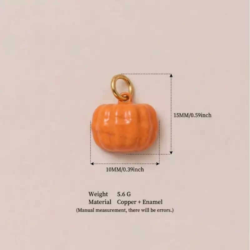 Woodland Tales | Orange Pumpkin Charm | Enamel & Copper | 18K Gold-Plated | DIY Jewelry