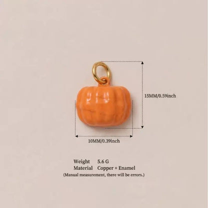 Woodland Tales | Orange Pumpkin Charm | Enamel & Copper | 18K Gold-Plated | DIY Jewelry