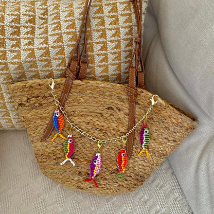 Handmade Beaded Fish Charm | DIY Colorful Seed Bead Fish Keychain | Bag Charm Pendant