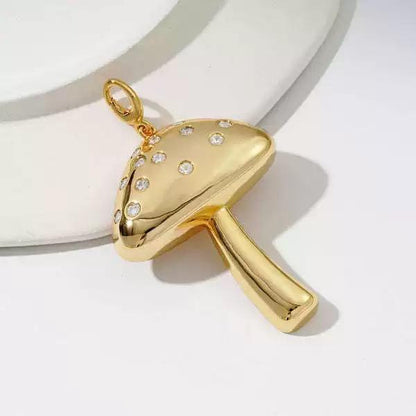 18K Gold Crystal Mushroom Charm Pendant | DIY Jewelry Making Charm