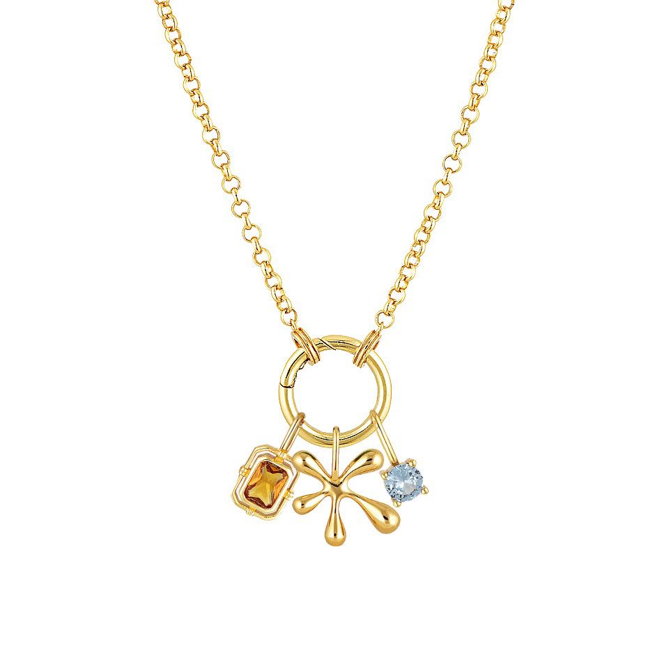 Mix & Match Carabiner Charm Necklace | DIY Gemstone Pendant – 18K Gold Plated