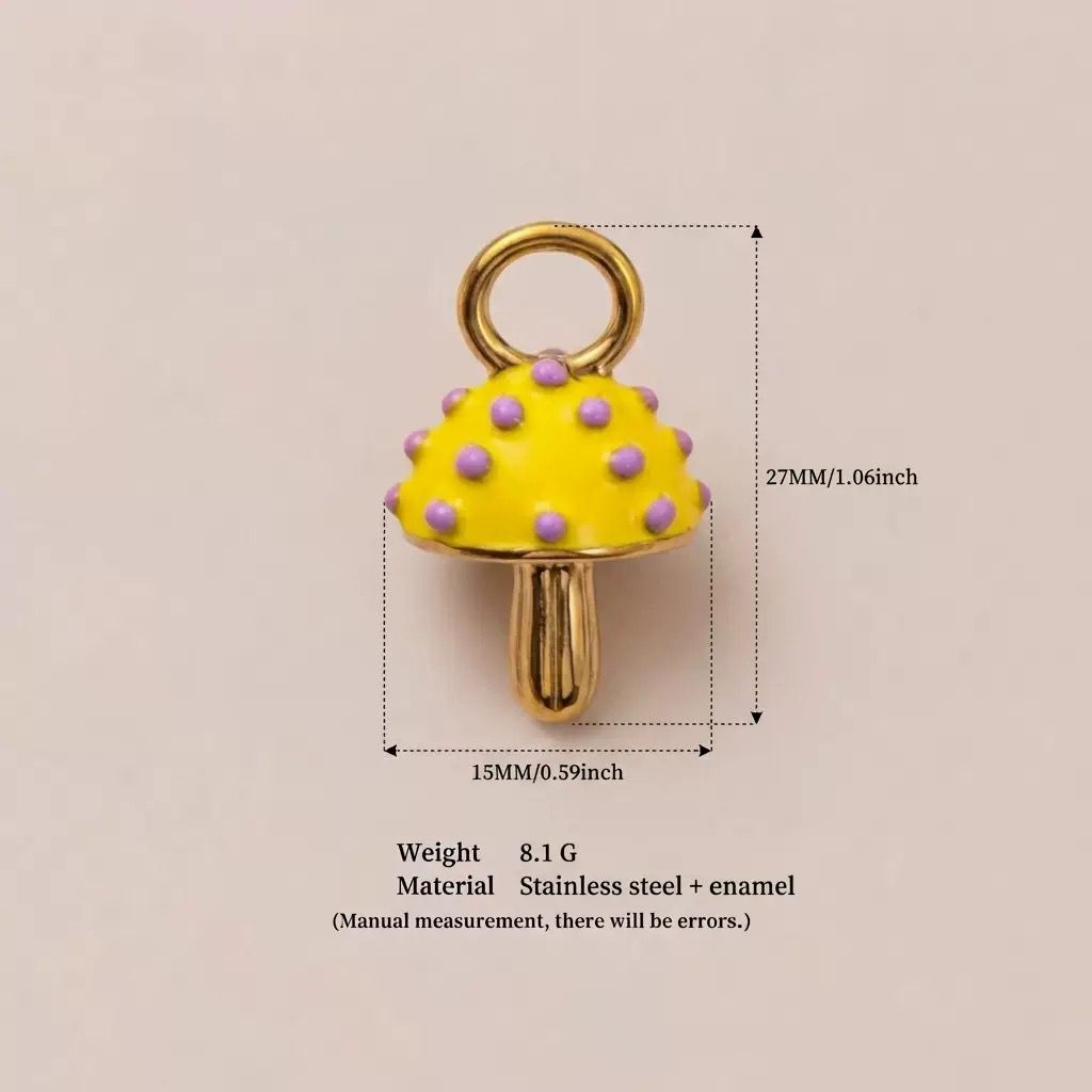 Yellow Enamel Mushroom Charm Pendant | DIY Hair & Jewelry Making