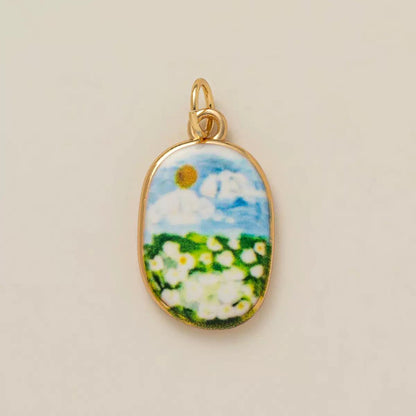 ヴィンテージエナメル絵画チャーム — オリジナルデザイン18種 | DIYジュエリーペンダント