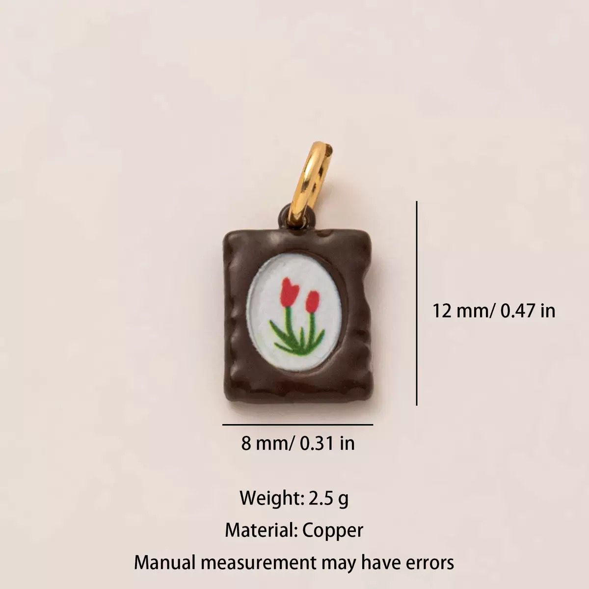 Woodland Tales | Tulip Biscuit Charm | Copper & Enamel | 18K Gold-Plated | DIY Jewelry