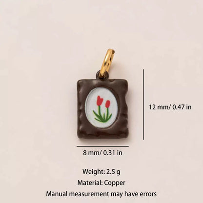 Woodland Tales | Tulip Biscuit Charm | Copper & Enamel | 18K Gold-Plated | DIY Jewelry
