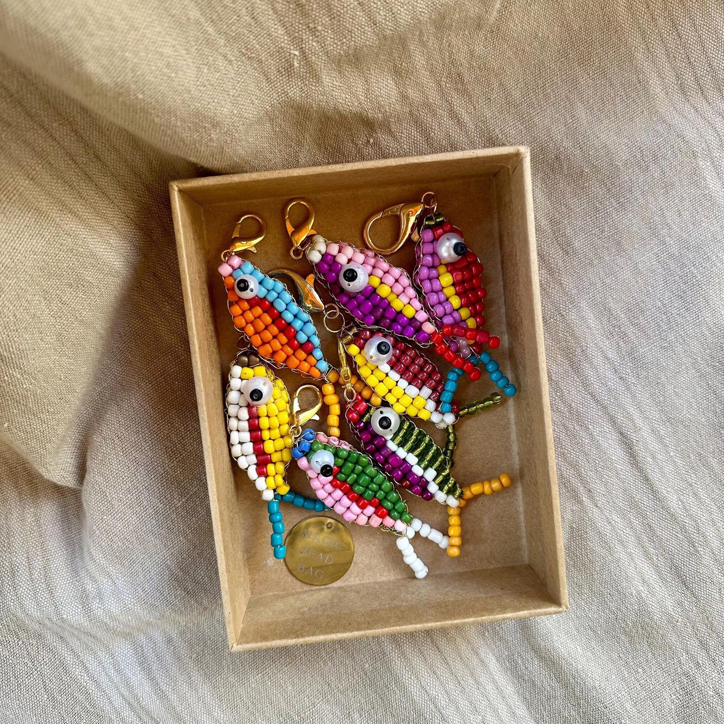 Handmade Beaded Fish Charm | DIY Colorful Seed Bead Fish Keychain | Bag Charm Pendant