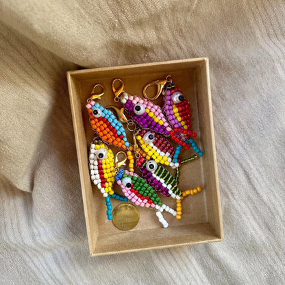 Handmade Beaded Fish Charm | DIY Colorful Seed Bead Fish Keychain | Bag Charm Pendant