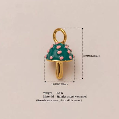 Green Enamel Mushroom Charm Pendant | DIY Hair & Jewelry Making