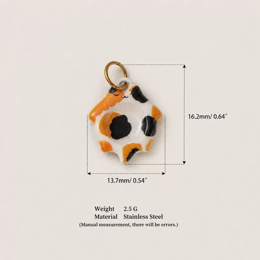 Cute 3D Cat Enamel Charm Pendant | Grey Tabby Calico Orange Cat | DIY Jewelry & Bag Charm Making