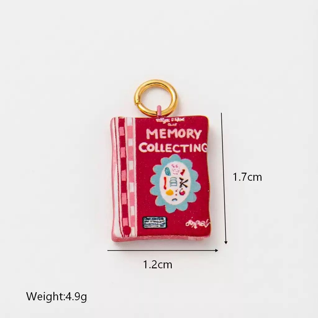 Memory Collecting · Book Charm | Enamel Miniature Memory Book Pendant Gold Jump Ring | DIY Necklace Bracelet | Original Design