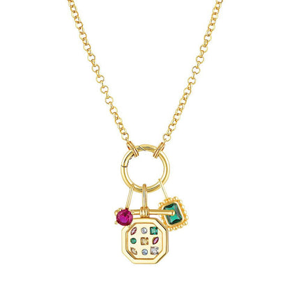 Mix & Match Carabiner Charm Necklace | DIY Gemstone Pendant – 18K Gold Plated