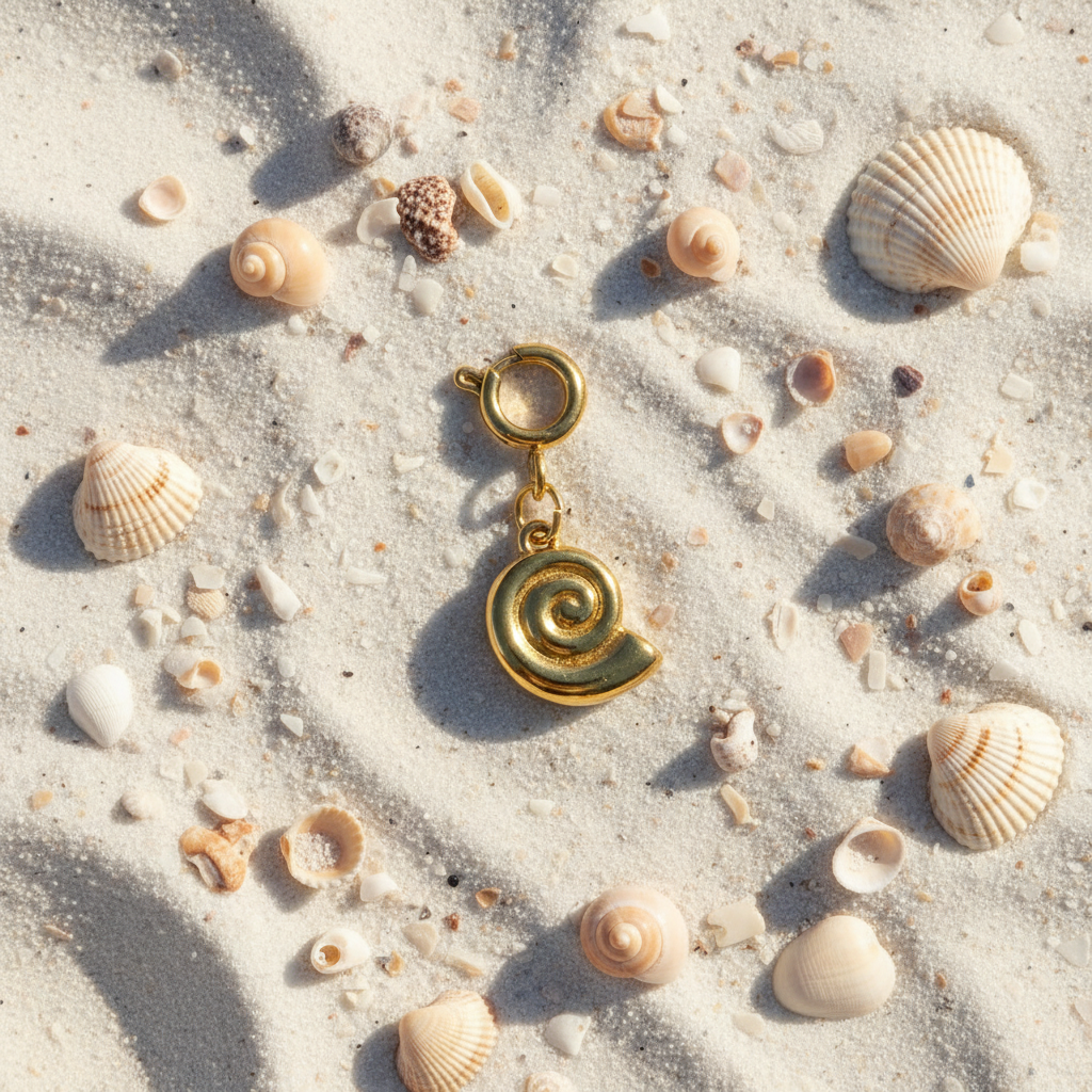 螺旋蜗牛壳吊坠 - 白沙滩俯拍