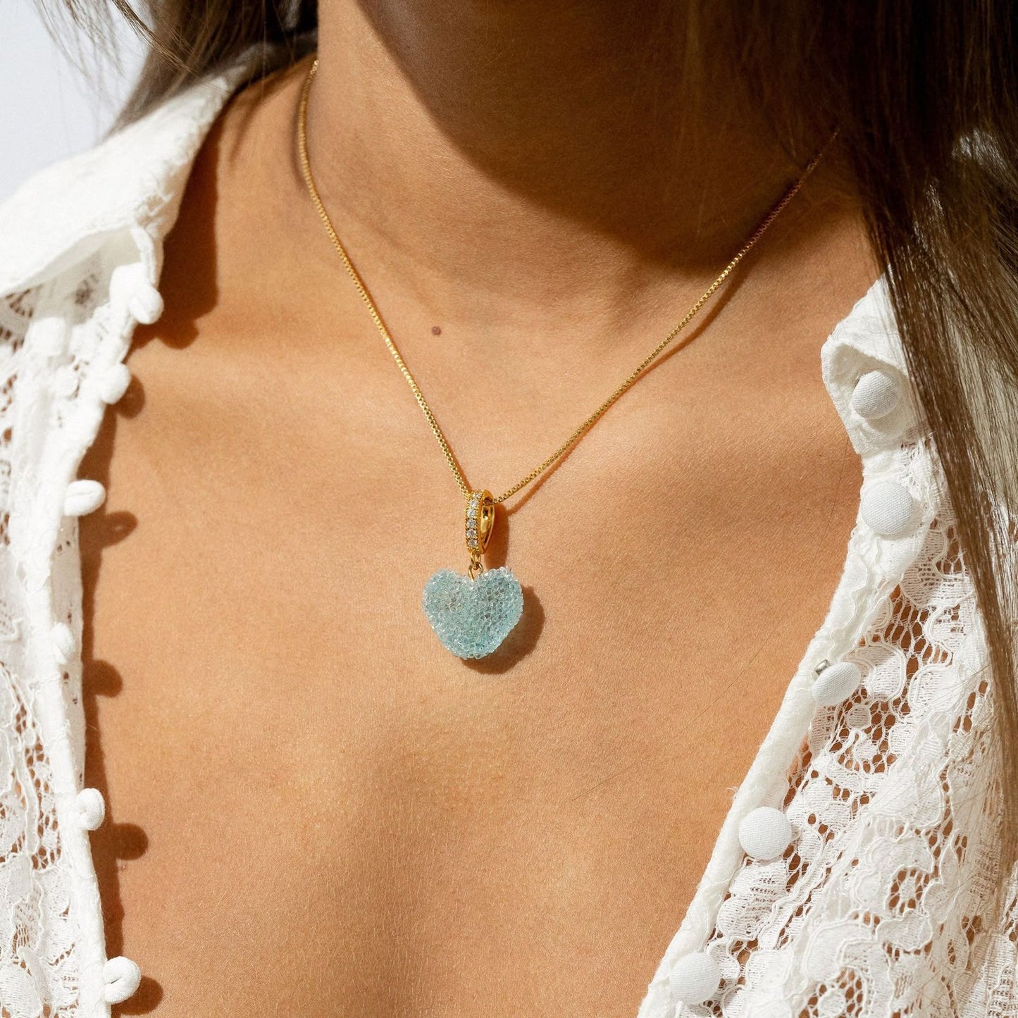 Candy Heart Natural Stone Pendant Necklace | DIY Layering Charm