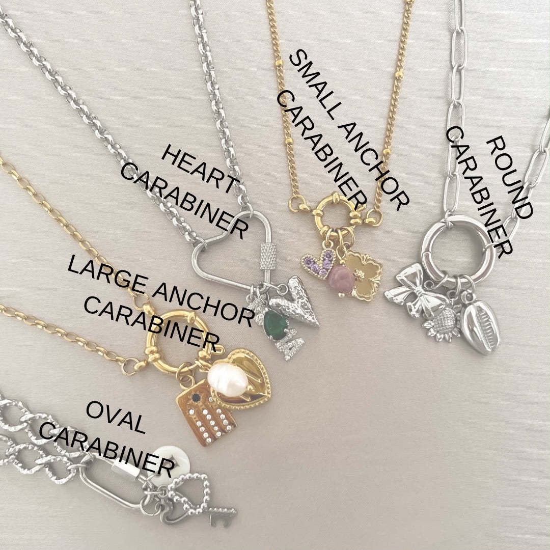 DIY Carabiner Clasp for Charm Necklace | Heart, Oval, Round & Anchor Styles