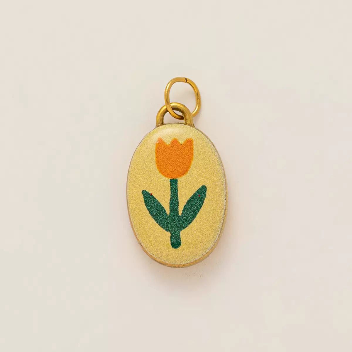 Orange Tulip Enamel Charm | 18K Gold Plated DIY Pendant | Sunshine Garden Original Design