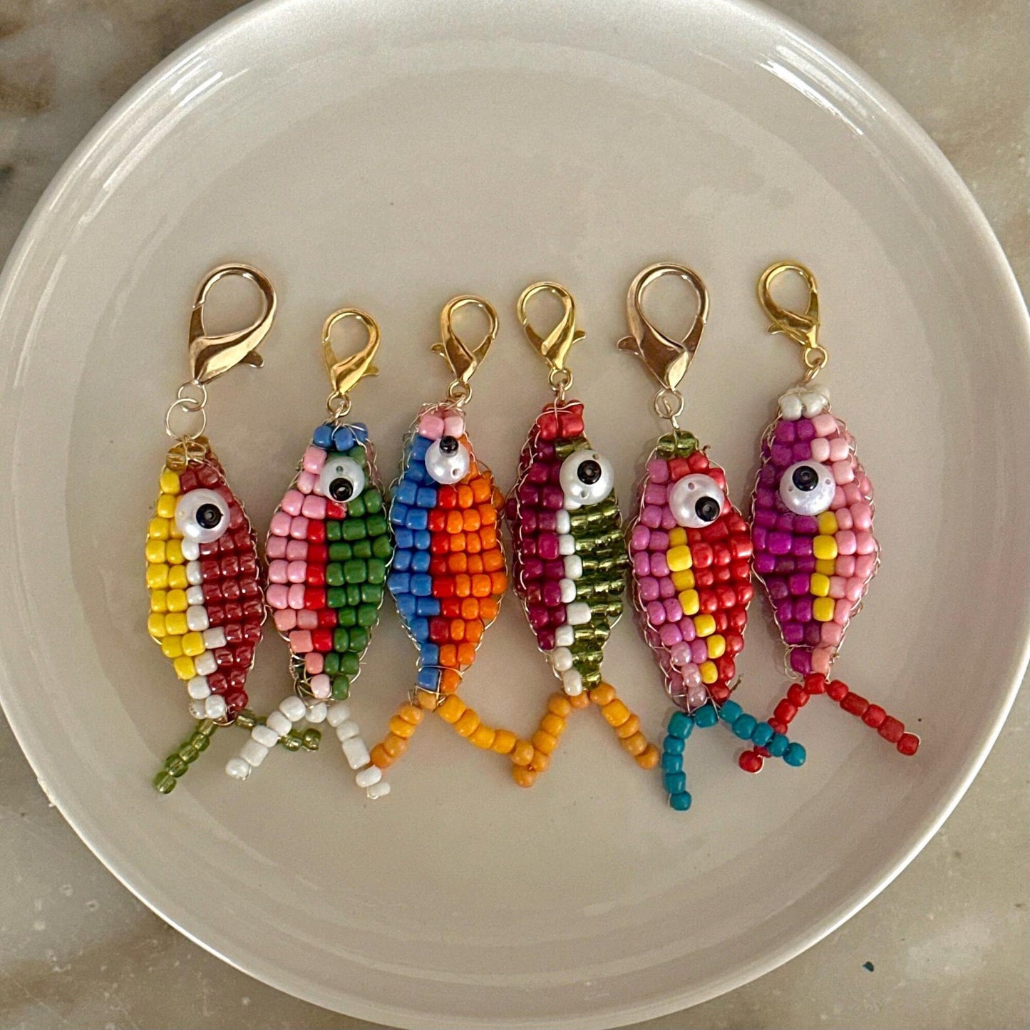 Handmade Beaded Fish Charm | DIY Colorful Seed Bead Fish Keychain | Bag Charm Pendant