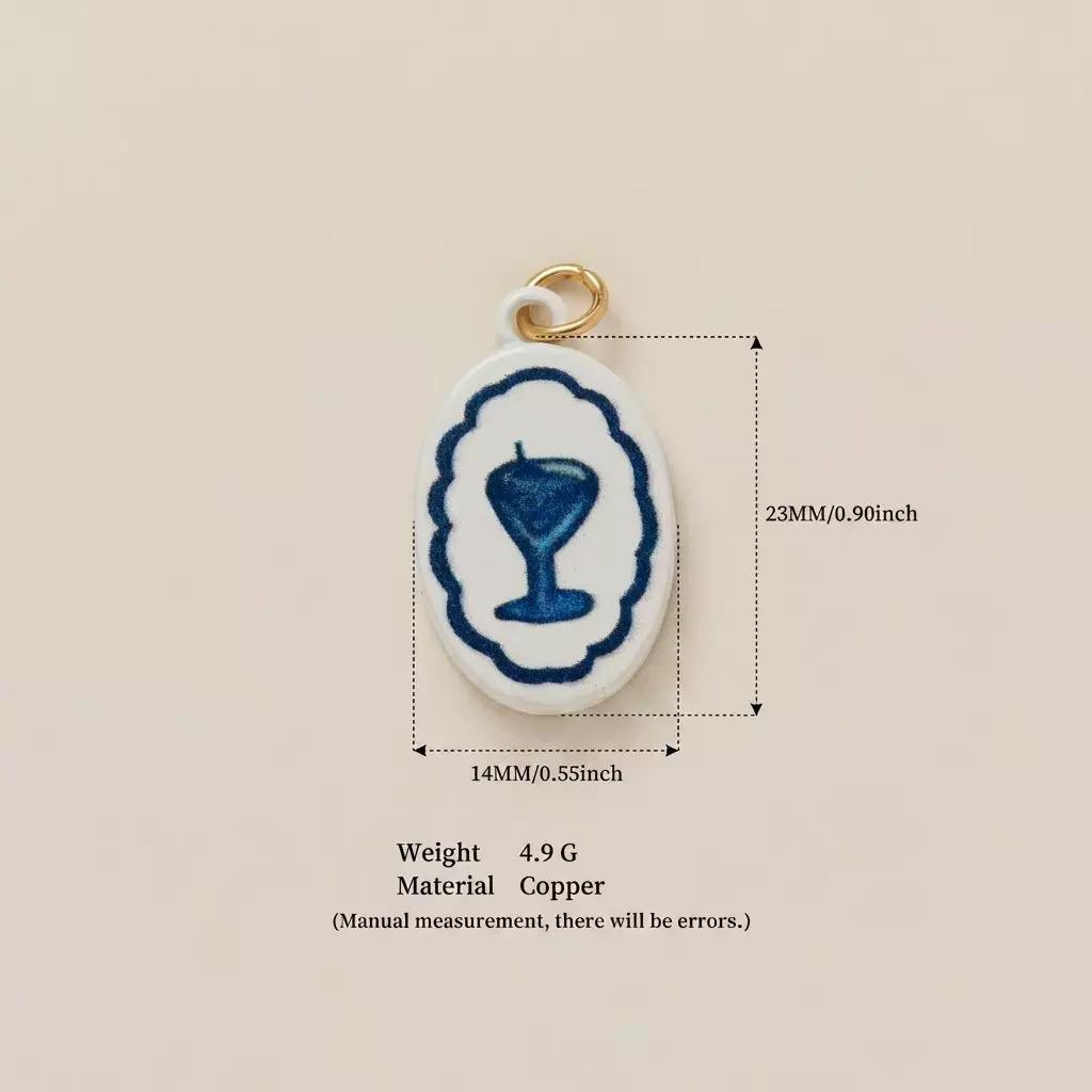 Hand-Painted Enamel Charm Pendant | Original Illustration DIY Jewelry Making Supply