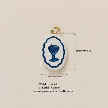 Hand-Painted Enamel Charm Pendant | Original Illustration DIY Jewelry Making Supply