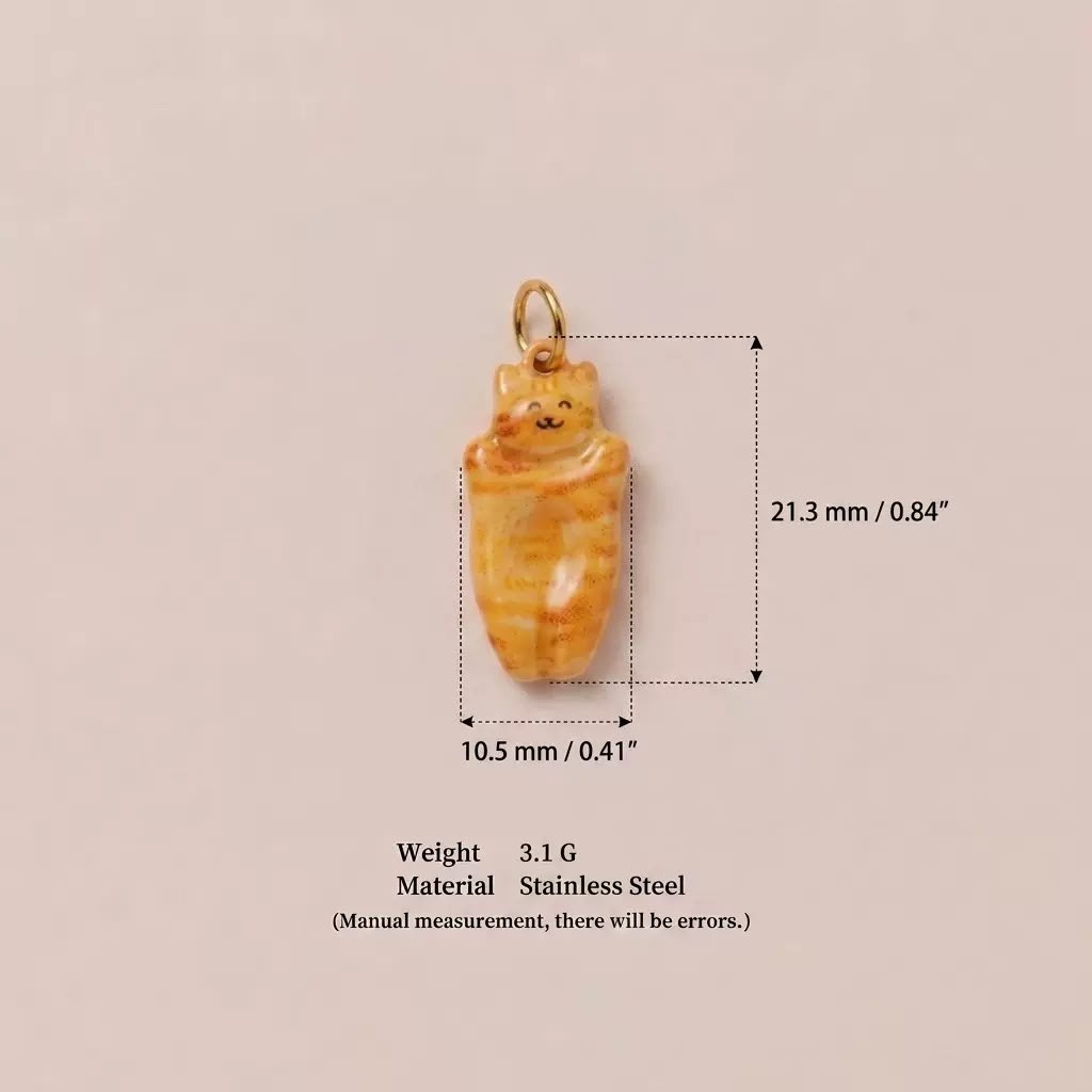 Cute 3D Cat Enamel Charm Pendant | Grey Tabby Calico Orange Cat | DIY Jewelry & Bag Charm Making