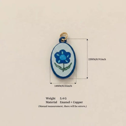 Hand-Painted Enamel Charm Pendant | Original Illustration DIY Jewelry Making Supply