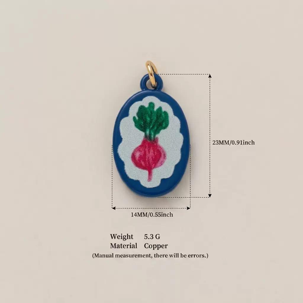 Hand-Painted Enamel Charm Pendant | Original Illustration DIY Jewelry Making Supply