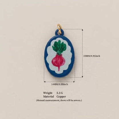 Hand-Painted Enamel Charm Pendant | Original Illustration DIY Jewelry Making Supply