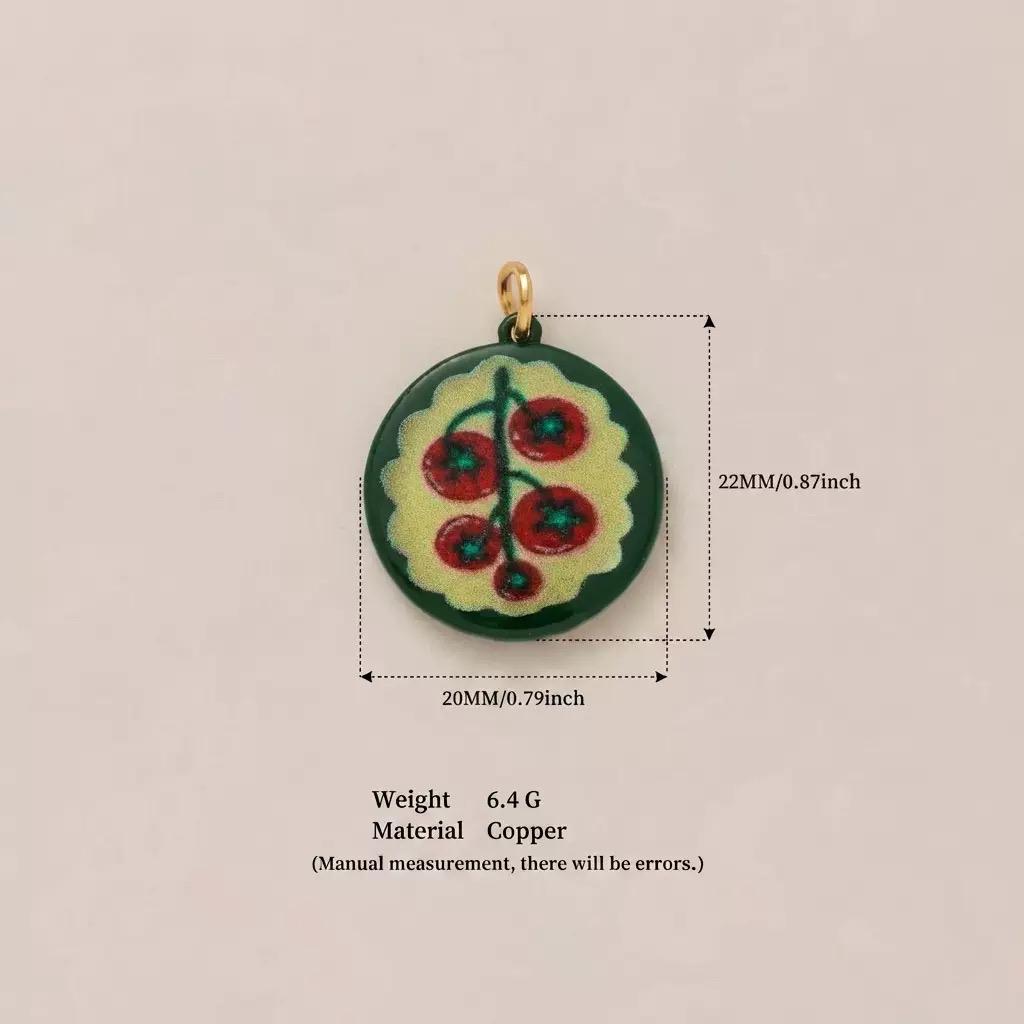 Hand-Painted Enamel Charm Pendant | Original Illustration DIY Jewelry Making Supply