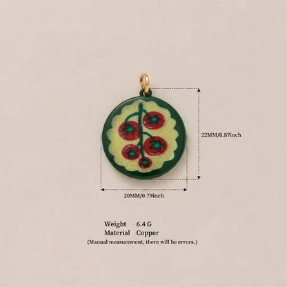 Hand-Painted Enamel Charm Pendant | Original Illustration DIY Jewelry Making Supply