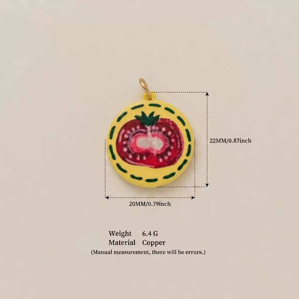 Hand-Painted Enamel Charm Pendant | Original Illustration DIY Jewelry Making Supply