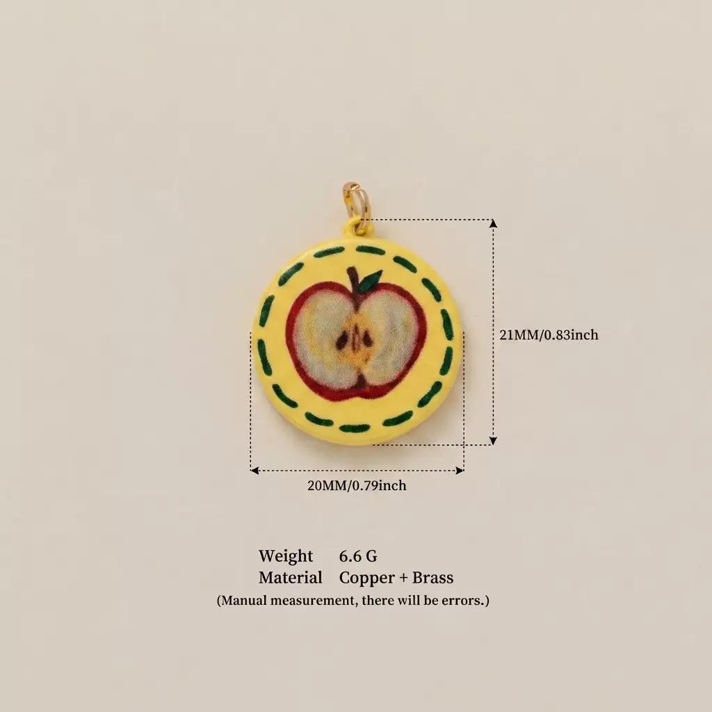 Hand-Painted Enamel Charm Pendant | Original Illustration DIY Jewelry Making Supply