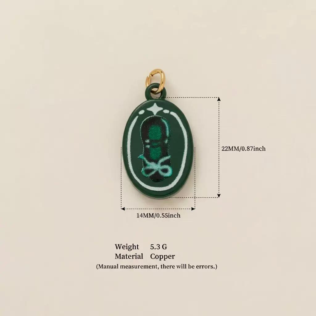 Hand-Painted Enamel Charm Pendant | Original Illustration DIY Jewelry Making Supply