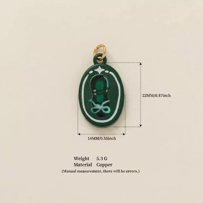 Hand-Painted Enamel Charm Pendant | Original Illustration DIY Jewelry Making Supply
