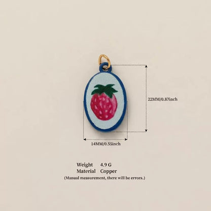 Hand-Painted Enamel Charm Pendant | Original Illustration DIY Jewelry Making Supply