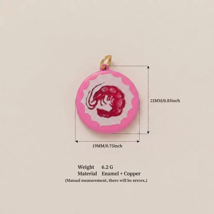 Hand-Painted Enamel Charm Pendant | Original Illustration DIY Jewelry Making Supply