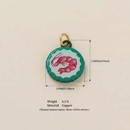 Hand-Painted Enamel Charm Pendant | Original Illustration DIY Jewelry Making Supply