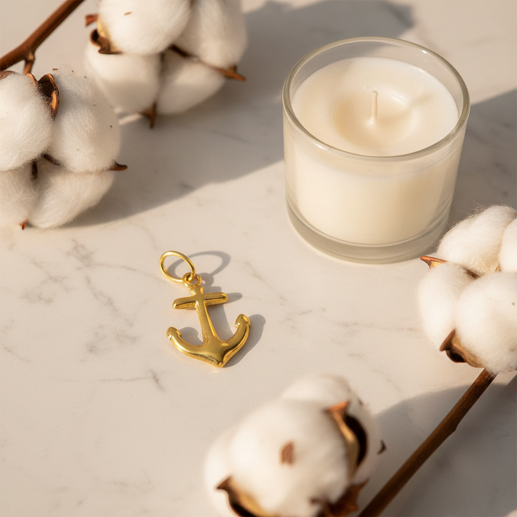 Anchor Charm - Candle Marble Still Life