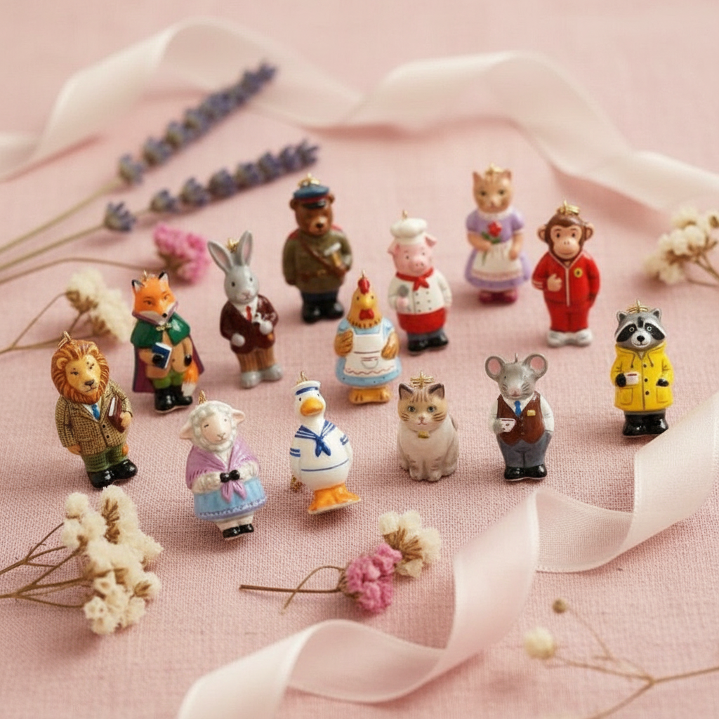 Animal Charms - Pink Linen Gift