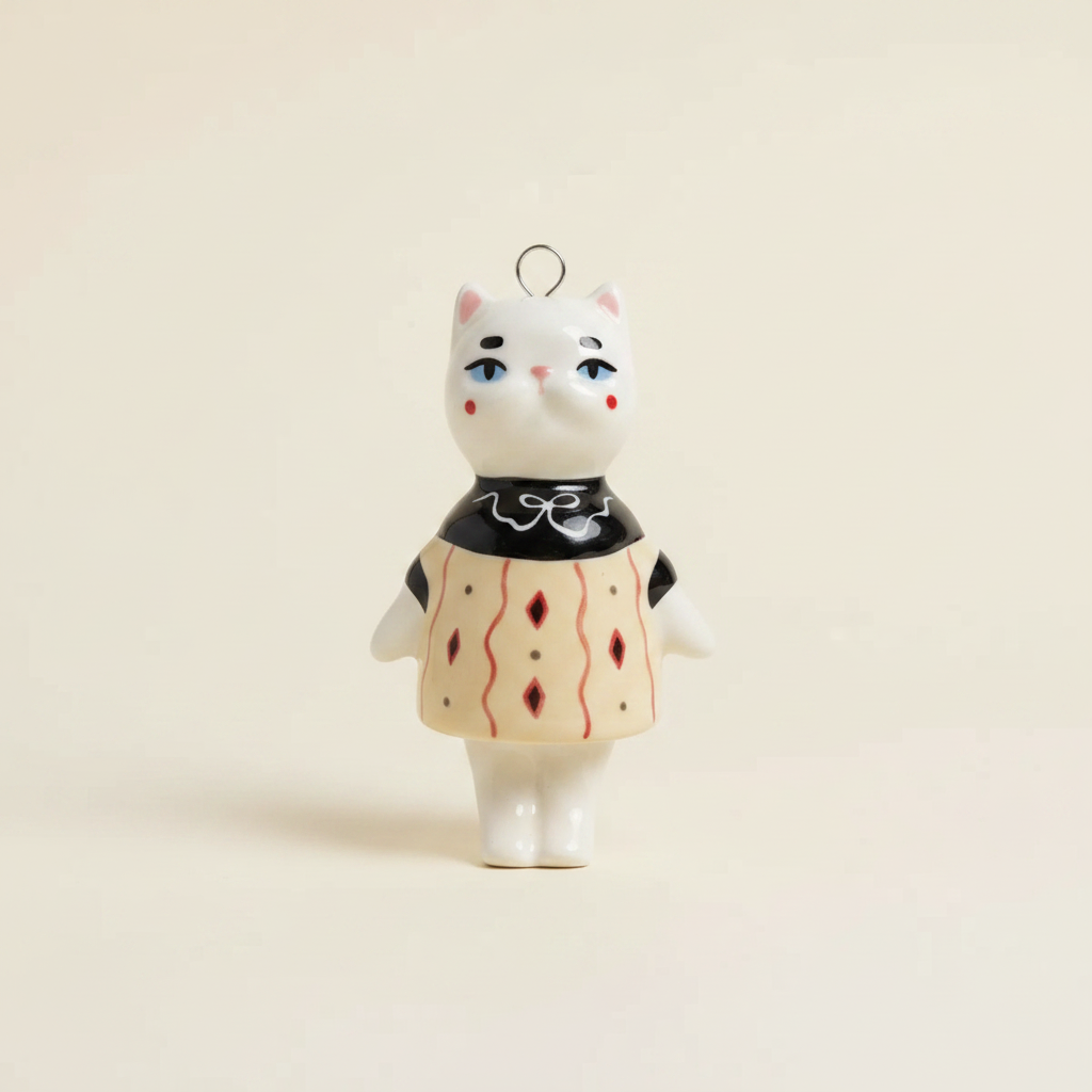Argyle Cat - Beige Background