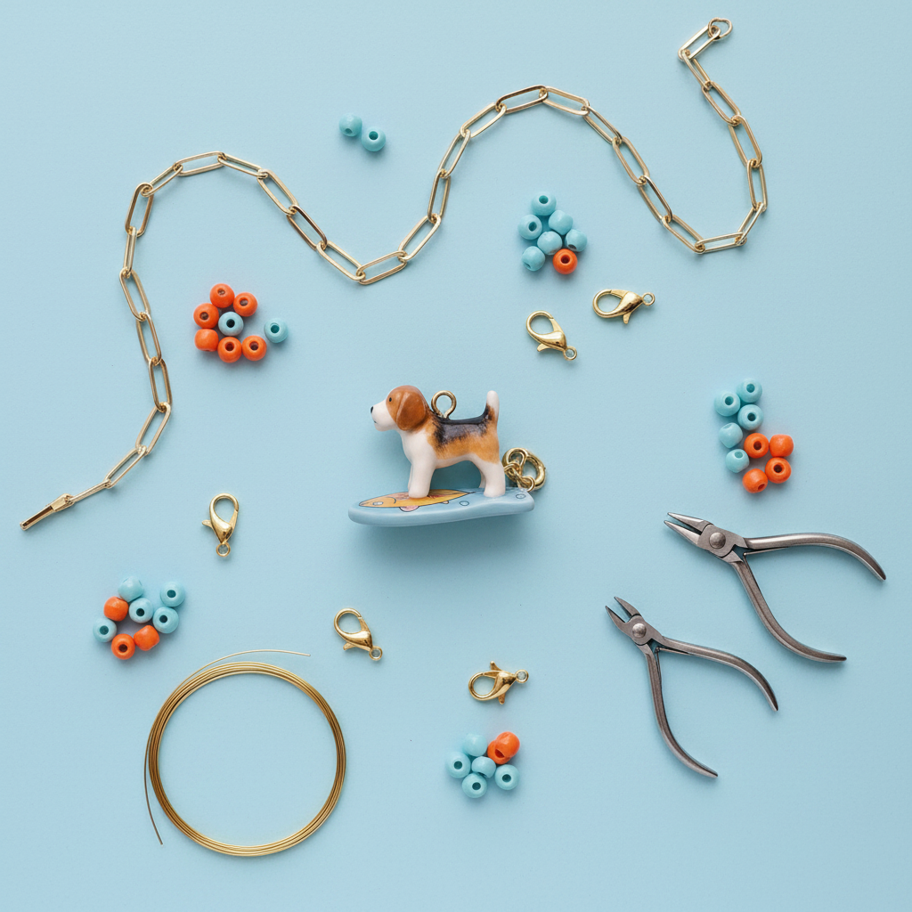 Beagle Charm - DIY Jewelry Flatlay