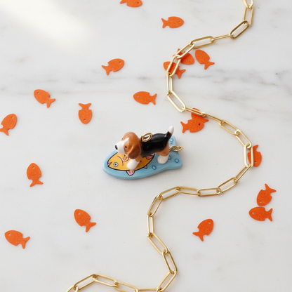 Beagle Charm - Marble Flatlay