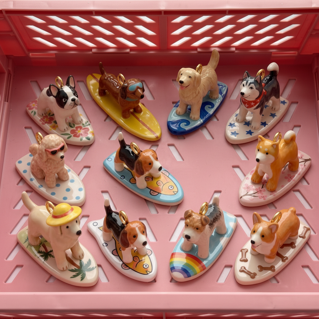 Beagle Charm - Pink Crate Display