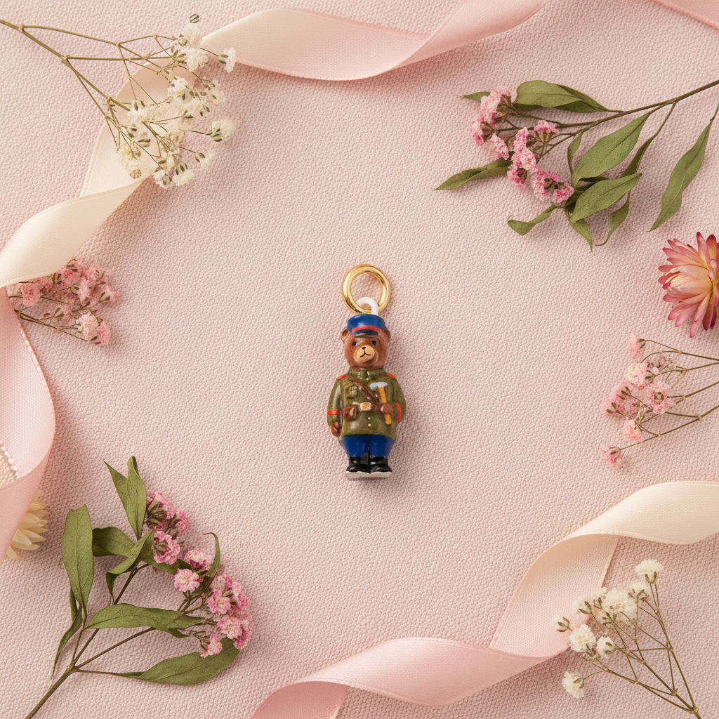 Bear Charm - Pink Linen