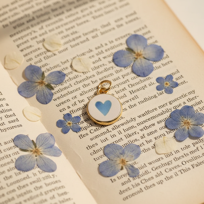 Blue heart charm - vintage book