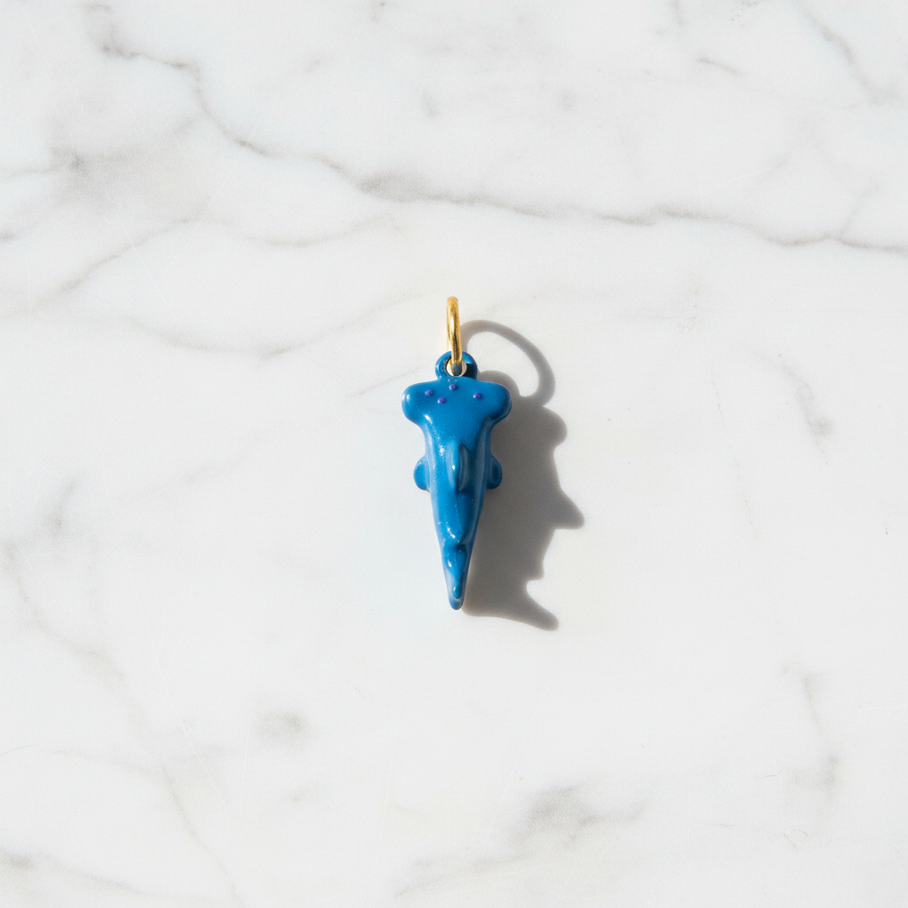 Blue Shark Charm - Marble Flat Lay